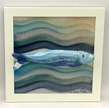 Carregar imagem no visualizador da galeria, Sardinha, Pintura, Azulejo, Decoração, ondas, Azul, Quadro de Sardinha, azulejo de cerâmica, sardinha portuguesa, Tradicional Português, casa de praia