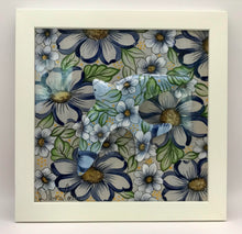 Carregar imagem no visualizador da galeria, Andorinha, Pintura, Azulejo, Decoração, flores azuis, azul, quadro de andorinha, arte, pintura em azulejo (cópia)