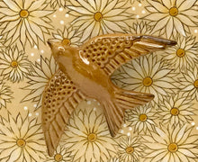 Carregar imagem no visualizador da galeria, Andorinha, Pintura, Azulejo, Decoração, flores, amarelo, girassois, quadro de andorinha, arte, pintura em azulejo