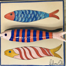 Carregar imagem no visualizador da galeria, Quadro Azulejo Sardinha, Divertidas/ Trio/ Super Colorido - 24x24cm