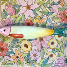 Carregar imagem no visualizador da galeria, Quadro Azulejo Sardinha, Aquarela Floral/Colorido - 24x24cm