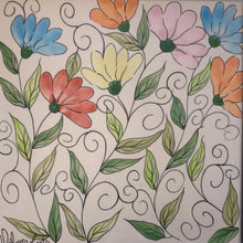 Carregar imagem no visualizador da galeria, Quadro Azulejo Andorinha, Flores - coloridas - 24x24cm