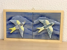 Carregar imagem no visualizador da galeria, Quadro de Andorinhas, Azulejos Pintados à Mão, Clássicos da Cultura Portuguesa, Quadro de Azulejos, Quadro com Moldura, Painel de Azulejos,