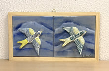 Carregar imagem no visualizador da galeria, Quadro de Andorinhas, Azulejos Pintados à Mão, Clássicos da Cultura Portuguesa, Quadro de Azulejos, Quadro com Moldura, Painel de Azulejos,