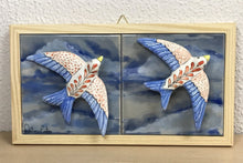 Carregar imagem no visualizador da galeria, Quadro de Andorinhas, Azulejos Pintados à Mão, Clássicos da Cultura Portuguesa, Quadro de Azulejos, Quadro com Moldura, Painel de Azulejos,