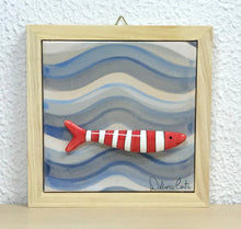 Carregar imagem no visualizador da galeria, Quadrinho de azulejo com mini sardinhas de cerâmica