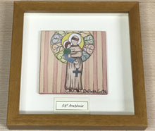 Carregar imagem no visualizador da galeria, Quadro de Santo Antônio, azulejo de cerâmica pintado à mão, Santo António de cerâmica, Santo de Lisboa, Cultura Portuguesa