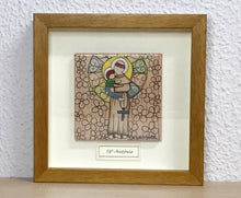 Carregar imagem no visualizador da galeria, Quadro de Santo Antônio, azulejo de cerâmica pintado à mão, Santo António de cerâmica, Santo de Lisboa, Cultura Portuguesa