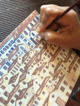 Carregar imagem no visualizador da galeria, Ilustração Naif, Arte Naif, Pintura de Casinhas, Quadro Decorativo, Reprodução Original, Edição Limitada, Número de série, Fineart, Giclée