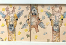 Carregar imagem no visualizador da galeria, Quadro de Azulejo, Pintado à Mão, com Moldura, Pintura Original, Girafas Coloridas, Pop Art, Decoração, Arte para Pendura, Quadro divertido
