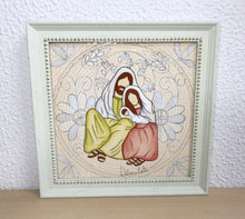 Carregar imagem no visualizador da galeria, Presépio de cerâmica, Quadro de presépio, azulejo pintado á mão, pintura de presépio, painel de azulejo, religioso, arte em azulejo, Natal