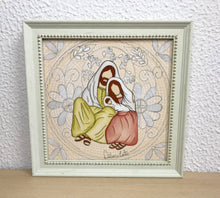 Carregar imagem no visualizador da galeria, Presépio de cerâmica, Quadro de presépio, azulejo pintado á mão, pintura de presépio, painel de azulejo, religioso, arte em azulejo, Natal