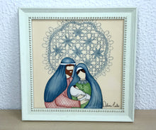 Carregar imagem no visualizador da galeria, Presépio de cerâmica, Quadro de presépio, azulejo pintado á mão, pintura de presépio, painel de azulejo, religioso, arte em azulejo, Natal