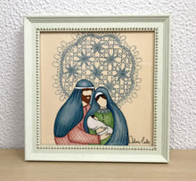 Carregar imagem no visualizador da galeria, Presépio de cerâmica, Quadro de presépio, azulejo pintado á mão, pintura de presépio, painel de azulejo, religioso, arte em azulejo, Natal