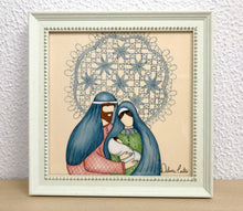 Carregar imagem no visualizador da galeria, Presépio de cerâmica, Quadro de presépio, azulejo pintado á mão, pintura de presépio, painel de azulejo, religioso, arte em azulejo, Natal