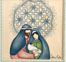 Carregar imagem no visualizador da galeria, Presépio de cerâmica, Quadro de presépio, azulejo pintado á mão, pintura de presépio, painel de azulejo, religioso, arte em azulejo, Natal