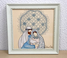 Carregar imagem no visualizador da galeria, Presépio de cerâmica, Quadro de presépio, azulejo pintado á mão, pintura de presépio, painel de azulejo, religioso, arte em azulejo, Natal