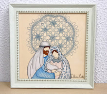 Carregar imagem no visualizador da galeria, Presépio de cerâmica, Quadro de presépio, azulejo pintado á mão, pintura de presépio, painel de azulejo, religioso, arte em azulejo, Natal