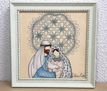 Carregar imagem no visualizador da galeria, Presépio de cerâmica, Quadro de presépio, azulejo pintado á mão, pintura de presépio, painel de azulejo, religioso, arte em azulejo, Natal