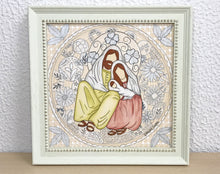 Carregar imagem no visualizador da galeria, Presépio de cerâmica, Quadro de presépio, azulejo pintado á mão, pintura de presépio, painel de azulejo, religioso, arte em azulejo, Natal