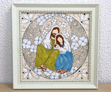 Carregar imagem no visualizador da galeria, Presépio de cerâmica, Quadro de presépio, azulejo pintado á mão, pintura de presépio, painel de azulejo, religioso, arte em azulejo, Natal