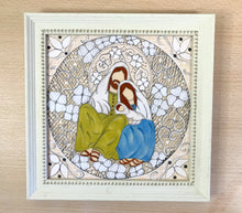 Carregar imagem no visualizador da galeria, Presépio de cerâmica, Quadro de presépio, azulejo pintado á mão, pintura de presépio, painel de azulejo, religioso, arte em azulejo, Natal