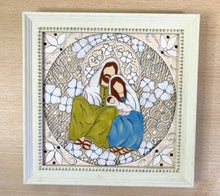 Carregar imagem no visualizador da galeria, Presépio de cerâmica, Quadro de presépio, azulejo pintado á mão, pintura de presépio, painel de azulejo, religioso, arte em azulejo, Natal