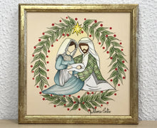 Carregar imagem no visualizador da galeria, Presépio de cerâmica, Quadro de presépio, azulejo pintado á mão, pintura de presépio, painel de azulejo, religioso, arte em azulejo, Natal