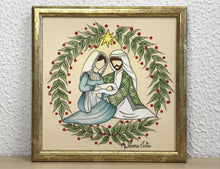 Carregar imagem no visualizador da galeria, Presépio de cerâmica, Quadro de presépio, azulejo pintado á mão, pintura de presépio, painel de azulejo, religioso, arte em azulejo, Natal