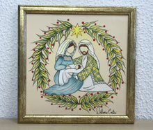 Carregar imagem no visualizador da galeria, Presépio de cerâmica, Quadro de presépio, azulejo pintado á mão, pintura de presépio, painel de azulejo, religioso, arte em azulejo, Natal