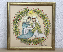 Carregar imagem no visualizador da galeria, Presépio de cerâmica, Quadro de presépio, azulejo pintado á mão, pintura de presépio, painel de azulejo, religioso, arte em azulejo, Natal