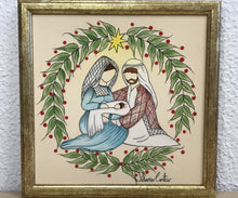 Carregar imagem no visualizador da galeria, Presépio de cerâmica, Quadro de presépio, azulejo pintado á mão, pintura de presépio, painel de azulejo, religioso, arte em azulejo, Natal