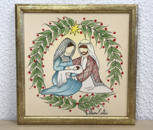 Carregar imagem no visualizador da galeria, Presépio de cerâmica, Quadro de presépio, azulejo pintado á mão, pintura de presépio, painel de azulejo, religioso, arte em azulejo, Natal