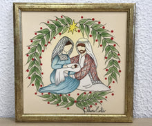 Carregar imagem no visualizador da galeria, Presépio de cerâmica, Quadro de presépio, azulejo pintado á mão, pintura de presépio, painel de azulejo, religioso, arte em azulejo, Natal