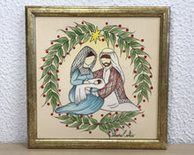 Carregar imagem no visualizador da galeria, Presépio de cerâmica, Quadro de presépio, azulejo pintado á mão, pintura de presépio, painel de azulejo, religioso, arte em azulejo, Natal