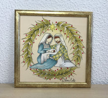 Carregar imagem no visualizador da galeria, Presépio de cerâmica, Quadro de presépio, azulejo pintado á mão, pintura de presépio, painel de azulejo, religioso, arte em azulejo, Natal