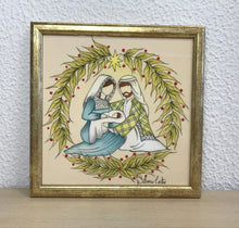 Carregar imagem no visualizador da galeria, Presépio de cerâmica, Quadro de presépio, azulejo pintado á mão, pintura de presépio, painel de azulejo, religioso, arte em azulejo, Natal