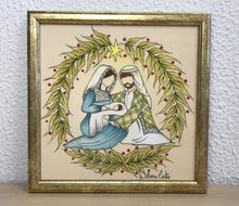 Carregar imagem no visualizador da galeria, Presépio de cerâmica, Quadro de presépio, azulejo pintado á mão, pintura de presépio, painel de azulejo, religioso, arte em azulejo, Natal