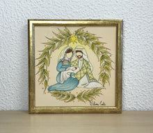 Carregar imagem no visualizador da galeria, Presépio de cerâmica, Quadro de presépio, azulejo pintado á mão, pintura de presépio, painel de azulejo, religioso, arte em azulejo, Natal