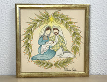 Carregar imagem no visualizador da galeria, Presépio de cerâmica, Quadro de presépio, azulejo pintado á mão, pintura de presépio, painel de azulejo, religioso, arte em azulejo, Natal