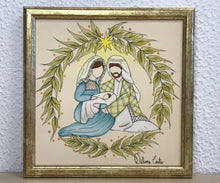 Carregar imagem no visualizador da galeria, Presépio de cerâmica, Quadro de presépio, azulejo pintado á mão, pintura de presépio, painel de azulejo, religioso, arte em azulejo, Natal