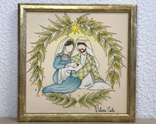 Carregar imagem no visualizador da galeria, Presépio de cerâmica, Quadro de presépio, azulejo pintado á mão, pintura de presépio, painel de azulejo, religioso, arte em azulejo, Natal