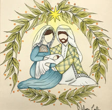 Carregar imagem no visualizador da galeria, Presépio de cerâmica, Quadro de presépio, azulejo pintado á mão, pintura de presépio, painel de azulejo, religioso, arte em azulejo, Natal