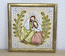 Carregar imagem no visualizador da galeria, Presépio de cerâmica, Quadro de presépio, azulejo pintado á mão, pintura de presépio, painel de azulejo, religioso, arte em azulejo, Natal
