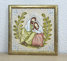 Carregar imagem no visualizador da galeria, Presépio de cerâmica, Quadro de presépio, azulejo pintado á mão, pintura de presépio, painel de azulejo, religioso, arte em azulejo, Natal
