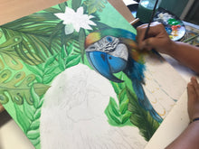 Carregar imagem no visualizador da galeria, Quadro de Araras, pintura acrilica, tela emoldurada