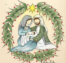Carregar imagem no visualizador da galeria, Presépio de cerâmica, Quadro de presépio, azulejo pintado á mão, pintura de presépio, painel de azulejo, religioso, arte em azulejo, Natal