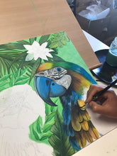 Carregar imagem no visualizador da galeria, Quadro de Araras, pintura acrilica, tela emoldurada