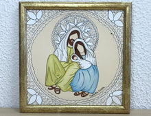 Carregar imagem no visualizador da galeria, Presépio de cerâmica, Quadro de presépio, azulejo pintado á mão, pintura de presépio, painel de azulejo, religioso, arte em azulejo, Natal