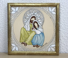 Carregar imagem no visualizador da galeria, Presépio de cerâmica, Quadro de presépio, azulejo pintado á mão, pintura de presépio, painel de azulejo, religioso, arte em azulejo, Natal